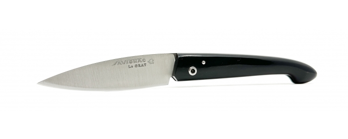 le Grat folding knife with black horn handle